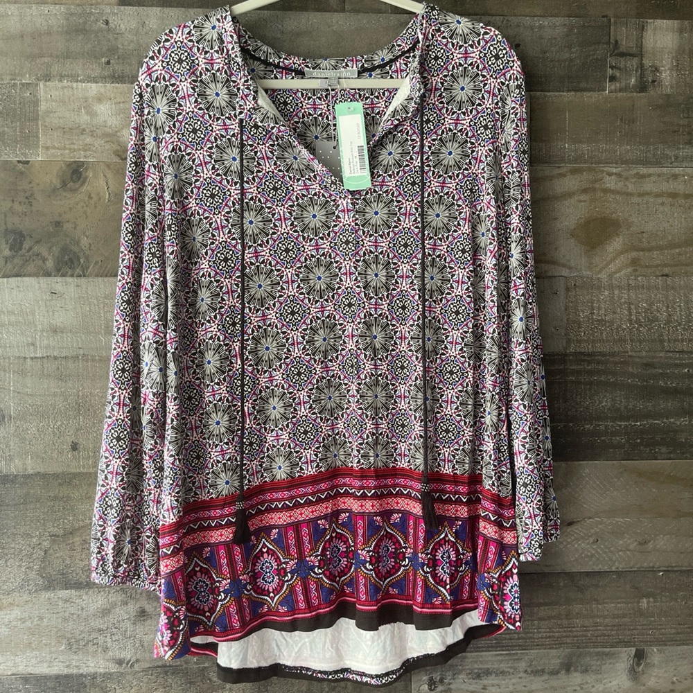 Daniel Rain Belongs Peasant Knit Top Dark Pink 1X